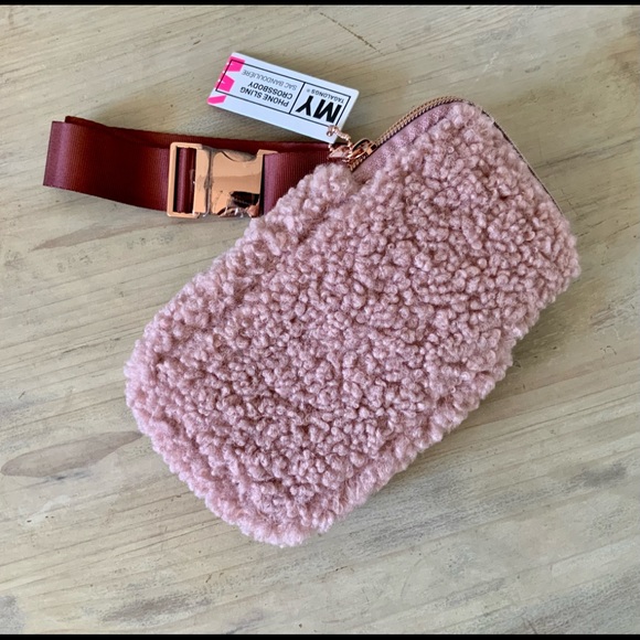 MY tagalongs Handbags - Harlow Blush, Phone Sling, Sherpa, Crossbody Bag
